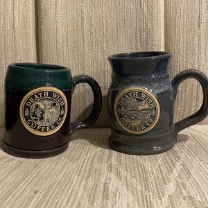 Death Wish Coffee Co mugs by Deneen Pottery. Listing for 2017 Jekyll and Hyde.